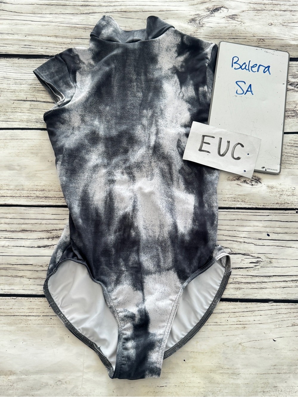 Balera Black & White Tie-Dye High Neck Dance leotard